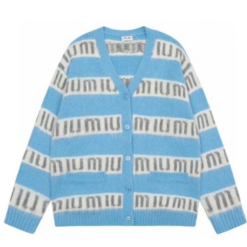 Miu Miu Blue and White Cardigan